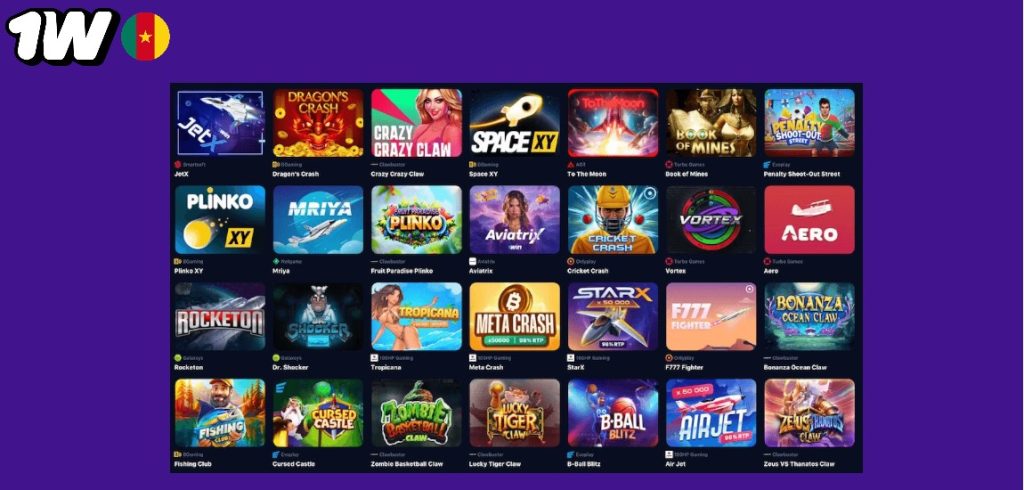 Explorez les catégories de jeux disponibles sur 1Win Casino