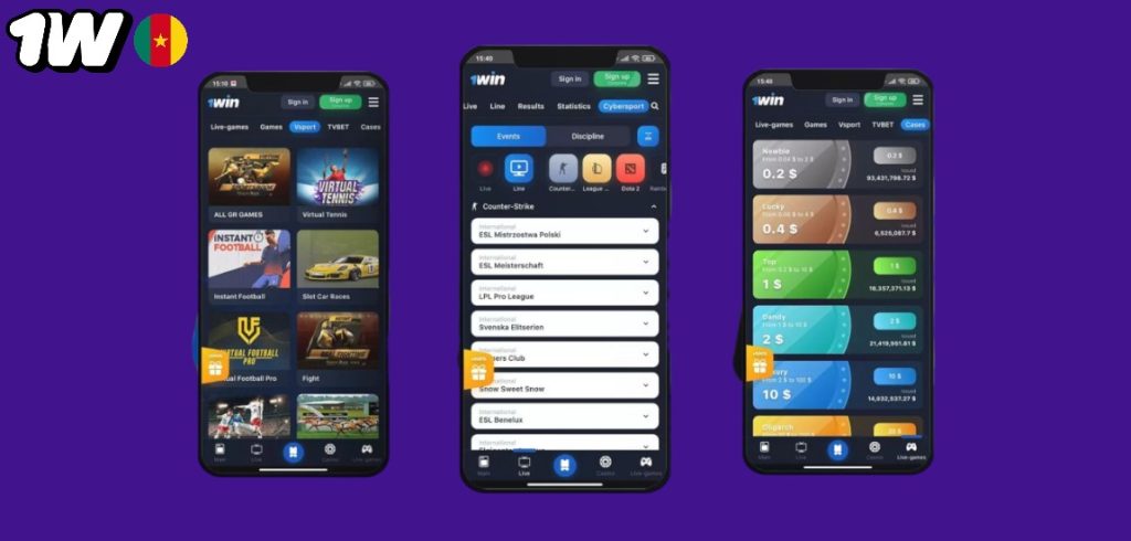 Options de paris sportifs sur la 1Win App mobile